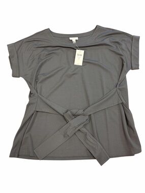 J.Jill Gray Belted Tie Waist Tee | Petite LP | NWT